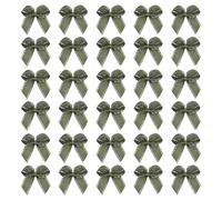 sourcing map Mini Metallic Edge Ribbon Bow. 22x23mm Satin Silver Edge Ribbon Bow Appliques for Crafts DIY Hair Bows Sewing Wedding Party Christmas Decoration, (Pack of 50, Dark Green)