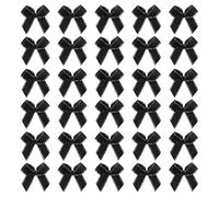 sourcing map Mini Metallic Edge Ribbon Bow. 22x23mm Satin Silver Edge Ribbon Bow Appliques for Crafts DIY Hair Bows Sewing Wedding Party Christmas Decoration, (Pack of 50, Black)