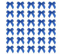 sourcing map Mini Metallic Edge Ribbon Bow. 22x23mm Satin Silver Edge Ribbon Bow Appliques for Crafts DIY Hair Bows Sewing Wedding Party Christmas Decoration, (Pack of 50, Dark Blue)