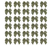 sourcing map Mini Metallic Edge Ribbon Bow. 25x26mm Satin Gold Edge Ribbon Bow Appliques for Crafts DIY Hair Bows Sewing Wedding Party Christmas Decoration, (Pack of 100, Dark Green)