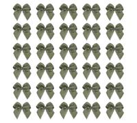 sourcing map Mini Metallic Edge Ribbon Bow. 25x26mm Satin Silver Edge Ribbon Bow Appliques for Crafts DIY Hair Bows Sewing Wedding Party Christmas Decoration, (Pack of 50, Dark Green)