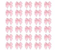 sourcing map Mini Metallic Edge Ribbon Bow. 25x26mm Satin Silver Edge Ribbon Bow Appliques for Crafts DIY Hair Bows Sewing Wedding Party Christmas Decoration, (Pack of 50, Pink)