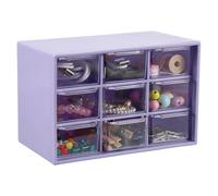 sourcing map Mini Storage Drawers for Desk, Plastic Desktop Teacher Desk with 9 Drawers Makeup Organizer Box for Office Supplies Bathroom Bedroom, Purple