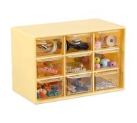 sourcing map Mini Storage Drawers for Desk, Plastic Desktop Teacher Desk with 9 Drawers Makeup Organizer Box for Office Supplies Bathroom Bedroom, Yellow