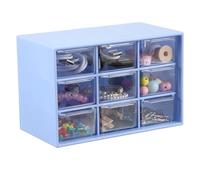 sourcing map Mini Storage Drawers for Desk, Plastic Desktop Teacher Desk with 9 Drawers Makeup Organizer Box for Office Supplies Bathroom Bedroom, Blue