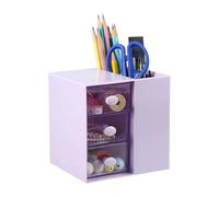 sourcing map Mini Storage Drawers for Desk, Plastic Makeup Drawer Organizer with 3 Drawers Makeup Organizer Box for Office Supplies Bathroom Bedroom, Purple