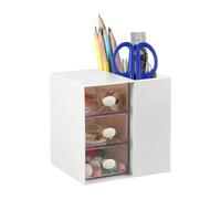 sourcing map Mini Storage Drawers for Desk, Plastic Makeup Drawer Organizer with 3 Drawers Makeup Organizer Box for Office Supplies Bathroom Bedroom, White