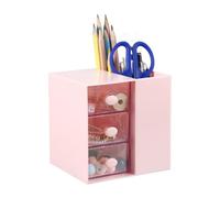 sourcing map Mini Storage Drawers for Desk, Plastic Makeup Drawer Organizer with 3 Drawers Makeup Organizer Box for Office Supplies Bathroom Bedroom, Pink