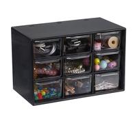 sourcing map Mini Storage Drawers for Desk, Plastic Makeup Drawer Organizer with 9 Drawers Makeup Organizer Box for Office Supplies Bathroom Bedroom, Black