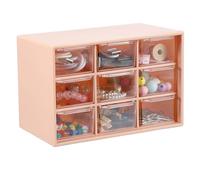 sourcing map Mini Storage Drawers for Desk, Plastic Makeup Drawer Organizer with 9 Drawers Makeup Organizer Box for Office Supplies Bathroom Bedroom, Pink
