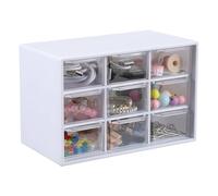 sourcing map Mini Storage Drawers for Desk, Plastic Makeup Drawer Organizer with 9 Drawers Makeup Organizer Box for Office Supplies Bathroom Bedroom, White