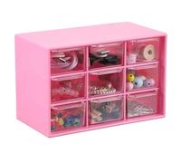 sourcing map Mini Storage Drawers for Desk, Plastic Makeup Drawer Organizer with 9 Drawers Makeup Organizer Box for Office Supplies Bathroom Bedroom, Rose Red