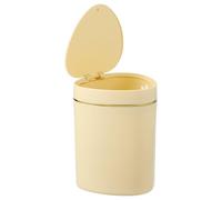 sourcing map Mini Trash Can with Lid, Desktop Small Recycling Bin Cute Trash Can, 2.2L/0.5 Gallon Suitable for Office Bathroom, Kitchen, Living Room, Bedroom, Yellow