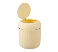 sourcing map Mini Trash Can with Lid, Desktop Small Recycling Bin Cute Trash Can, 2.2L/0.58 Gallon Suitable for Office Bathroom, Kitchen, Living Room, Bedroom, Yellow