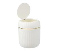 sourcing map Mini Trash Can with Lid, Desktop Small Recycling Cute Trash Can, 2.2L/0.58 Gallon Suitable for Office Bathroom, Kitchen, Living Room, Bedroom, White