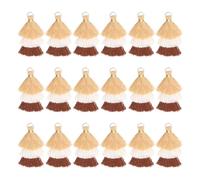 sourcing map Mini Tri-Layered Tassels 1.6" Multi Layers Bohemian Handmade Tassel Bag Charm with Jump Ring for Making Earring Keychain Dreamcatcher DIY Crafts Pack of 25, Khaki White Brown
