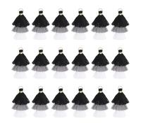 sourcing map Mini Tri-Layered Tassels 1.6" Multi Layers Bohemian Handmade Tassel Bag Charm with Jump Ring for Making Earring Keychain Dreamcatcher DIY Crafts Pack of 25, Black Gray