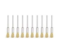 sourcing map Mini Wire Cup Brush Brass Plated Crimped Steel 5 X 11mm with 2.35mm Shank 10 Pcs