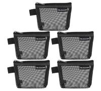 sourcing map Mini Zipper Mesh Bag 3" x 5", 5 Pcs Nylon Small Makeup Zipper Mesh Pouch Cosmetic Case Mesh Storage Bags for Earphone, Credit Card, Black