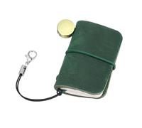 sourcing map Miniature Notebook, 1.9 x 1.3 Vintage Portable Leather Pocket Tiny Notebooks Pocket Journal for Daily Travel Diary Drawing Writing Keychain Gifts, Dark Green