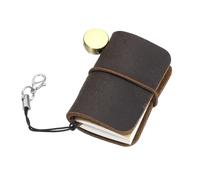 sourcing map Miniature Notebook, 1.9 x 1.3 Vintage Portable Leather Pocket Tiny Notebooks Pocket Journal for Daily Travel Diary Drawing Writing Keychain Gifts, Coffee