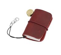 sourcing map Miniature Notebook, 5 x 3cm Vintage Portable Leather Pocket Tiny Notebooks Pocket Journal for Daily Travel Diary Drawing Writing Keychain Gifts, Burgundy