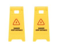 sourcing map Miniature Warning Sign, Danger Keep Off Signs, Plastic Street Scene Model Mini Floor Caution Sign, Perfect for Dollhouse Decor Role Play Construction Toy (Yellow, 2 Pcs)