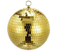 sourcing map Mirror Ball, 8 Inch Glass Disco Balls Decoration Disco Reflective Balls with Hanging Ring Gold Tone for DJ Club Stage Wedding Holiday Bar Party Decorations