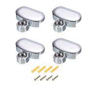sourcing map Mirror Clips, 4Pcs - Zinc Alloy Oval Design, Wall Mount Holders for Bathroom, Fits 3-5mm Thick Glass (Silver)