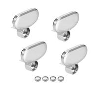 sourcing map Mirror Clips - Zinc Alloy Glass Clips Clamps Holder with Bright Chrome Surface for 3-5mm Thick Mirror, 4 Pcs