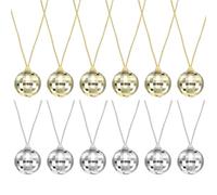 sourcing map Mirror Disco Ball Necklace, 1.2" 70s Disco Party Necklaces for Costume Game Dance Supplies Birthday Parties Festival Jewelry Accessories, (Silver/Gold, Pack of 12)