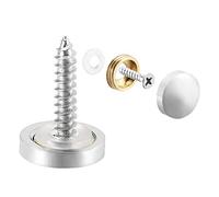 sourcing map Mirror Screws, Decorative Cap Fasteners Cover Nails, Electroplated, Bright Silvery 14mm/0.55" Brass 16pcs