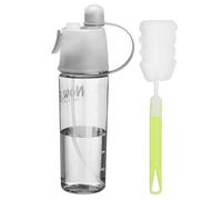 sourcing map Misting Water Bottle 600ml / 20 oz Leakproof Lightweight 2 in 1 Mist & Sip Sports Water Bottle with Clearing Brush for Gym Camping Travel Cold Drinks, Black