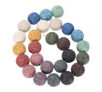 sourcing map Mix Colors Volcanic Rock Beads 16mm Essential Oil Diffuser Stone, Volcanic Stone Loose Round Bead for DIY Jewelry Bracelet (1 Strand, 26pcs)