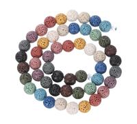 sourcing map Mix Colors Volcanic Rock Beads 8mm Essential Oil Diffuser Stone, Volcanic Stone Loose Round Bead for DIY Jewelry Bracelet (1 Strand, 51pcs)