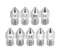 sourcing map MK8 Nozzles 3D Printer Extruder Nozzles, 0.2/0.25/0.3/0.4/0.5/0.6/0.8/1/1.2mm Stainless Steel Easy to Replace Smooth Printing High Speed for 1.75mm Filament 3D Printers, Mix-9pcs