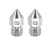 sourcing map MK8 Nozzles 3D Printer Extruder Nozzles, 0.5mm Stainless Steel Nozzle Easy to Replace Smooth Printing High Speed Nozzle for 1.75mm Filament 3D Printers, Pack of 2