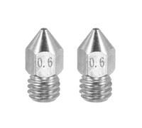 sourcing map MK8 Nozzles 3D Printer Extruder Nozzles, 0.6mm Stainless Steel Nozzle Easy to Replace Smooth Printing High Speed Nozzle for 1.75mm Filament 3D Printers, Pack of 2