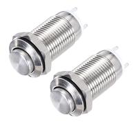 sourcing map Momentary Metal Push Button Switch 10mm Mounting Dia 1NO Silver LED Light, High Head, 2pcs