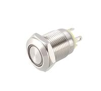 sourcing map Momentary Metal Push Button Switch 12mm Mounting Dia 1NO 3-6V Yellow LED Light