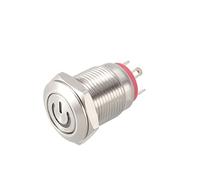 sourcing map Momentary Metal Push Button Switch Flat Head 12mm Mounting Dia 1NO 3-6V Red LED Light