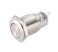 sourcing map Momentary Metal Push Button Switch Flat Head 16mm Mounting NC NO COM AC 250V 5A Flat Type