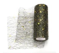 sourcing map Moon & Star Tulle Rolls Fabric, 6" x 10 Yard Nylon Tulle Ribbon Mesh Shiny Tulle Fabric for DIY Tutu Skirt Shower Decor Wedding Crafts Birthday Party, Black