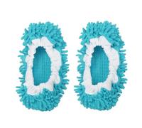sourcing map Mop Slippers Washable Microfiber Floor Cleaning Shoes Cover Chenille Duster Foot Socks Tools for House Clean, Blue 2 Pack