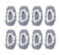 sourcing map Mop Slippers Washable Microfiber Floor Cleaning Shoes Cover Chenille Duster Foot Socks Tools for House Clean, Grey 8 Pack