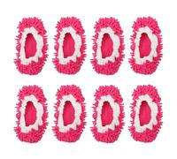 sourcing map Mop Slippers Washable Microfiber Floor Cleaning Shoes Cover Chenille Duster Foot Socks Tools for House Clean, Fuchsia 8 Pack