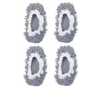 sourcing map Mop Slippers Washable Microfiber Floor Cleaning Shoes Cover Chenille Duster Foot Socks Tools for House Clean, Grey 4 Pack