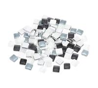 sourcing map Mosaic Tiles, 1 x 1cm Micro Glass Tiny Mini Mosaic Tile DIY Hobbies Handmade Crystal Free Stone Craft Material Creativity (Black White Pack of 110)