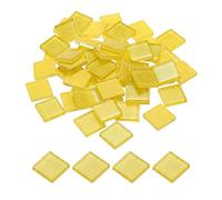 sourcing map Mosaic Tiles, Glass Tiles, Shine Crystal Mosaic Glass Pieces Bulk Square Glitter Crystal Mosaic Tiles 2 x 2cm for Home Decoration, DIY Crafts, Pack of 50(200g, Fluorescent Yellow)