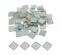 sourcing map Mosaic Tiles, Glass Tiles, Shine Crystal Mosaic Glass Pieces Bulk Square Glitter Crystal Mosaic Tiles 2 x 2cm for Home Decoration, DIY Crafts, Pack of 50(200g, Silver Grey)
